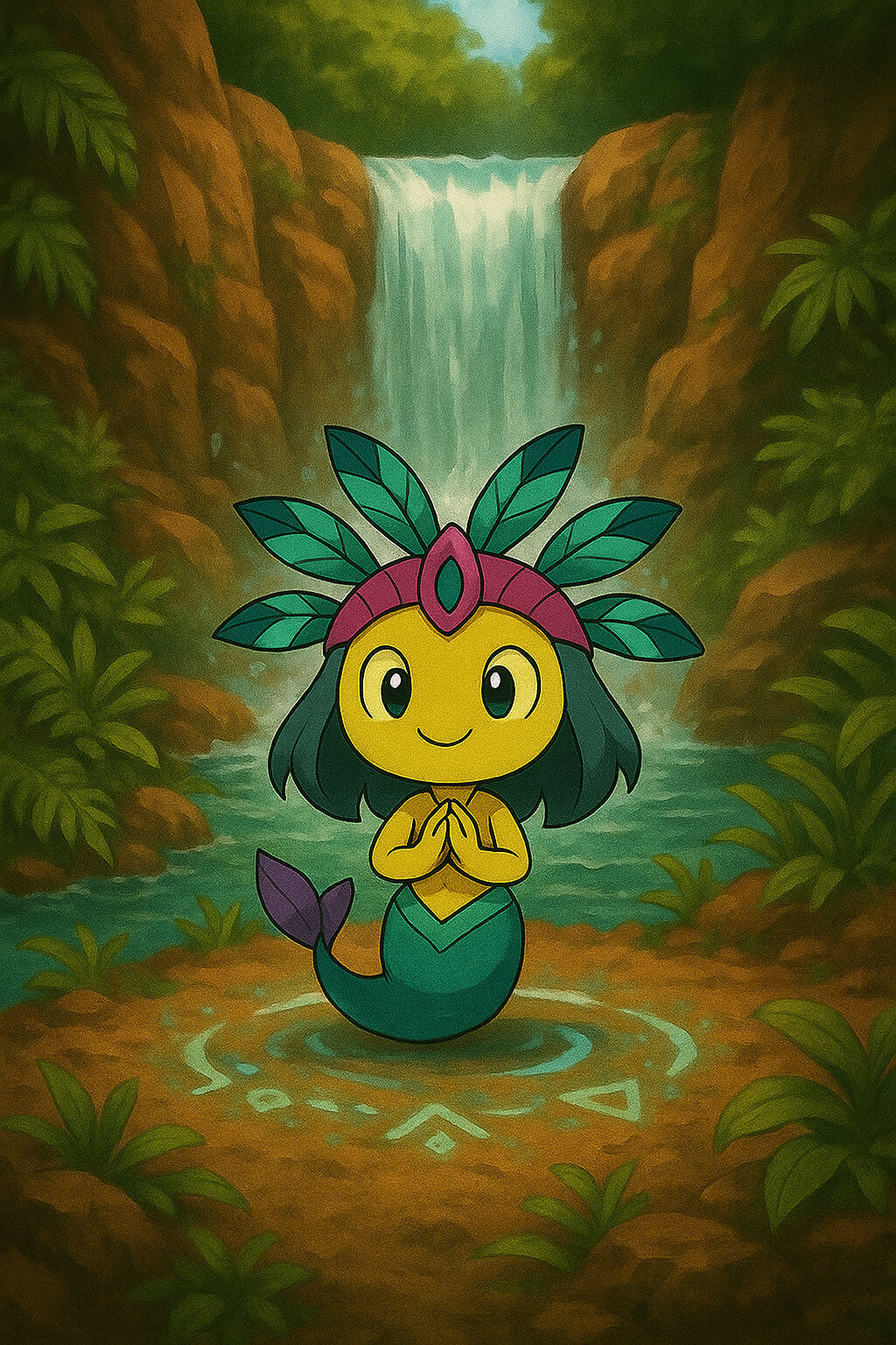 Iaria #007 — arte conceitual do monster tamer brasileiro Mythimon, criatura tipo Água/Fada