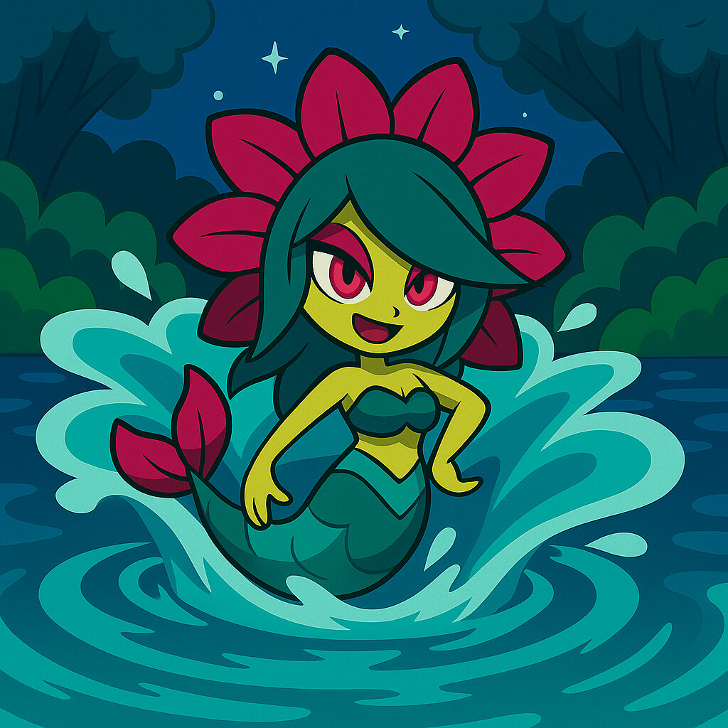 Iarina #008 — arte conceitual do monster tamer brasileiro Mythimon, criatura tipo Água/Fada