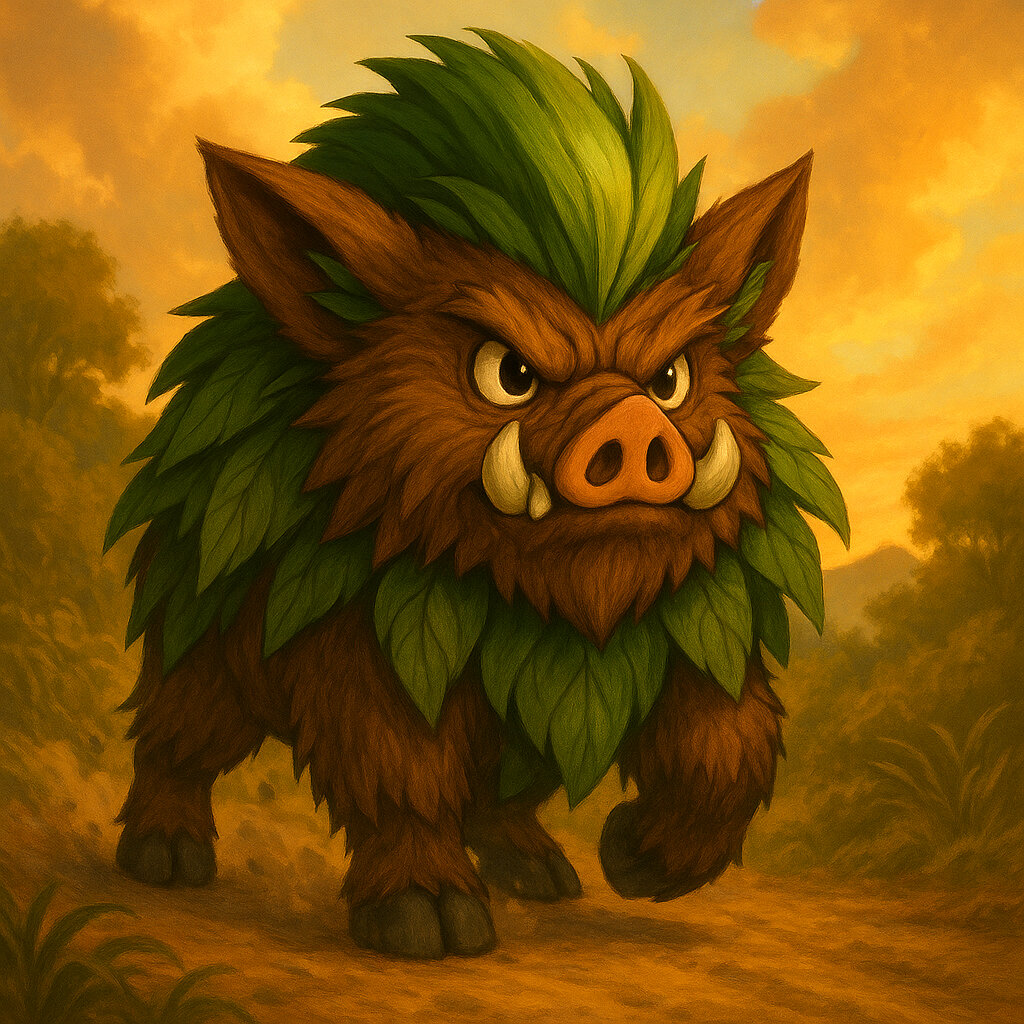 Caititutu #085 — arte conceitual do monster tamer brasileiro Mythimon, criatura tipo Planta/Normal