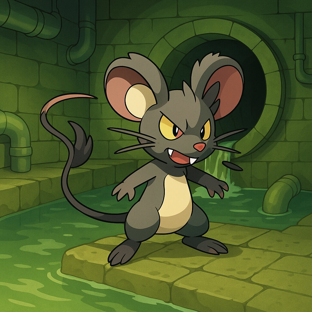 Rattache #276 — arte conceitual do monster tamer brasileiro Mythimon, criatura tipo Normal/Sombrio