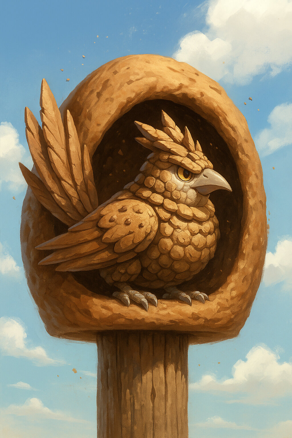 BarroJohn #012 — arte conceitual do monster tamer brasileiro Mythimon, criatura tipo Terra/Voador