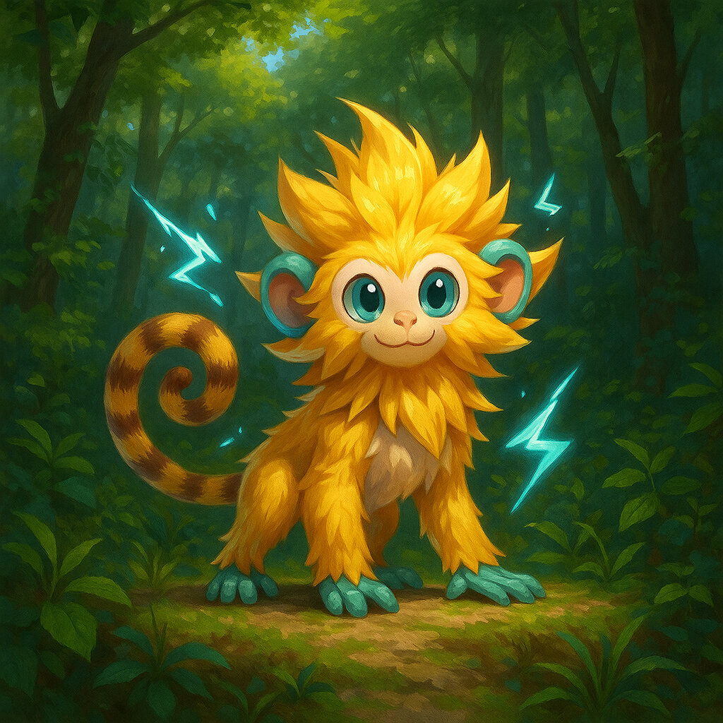 Eletromico #065 — arte conceitual do monster tamer brasileiro Mythimon, criatura tipo Elétrico