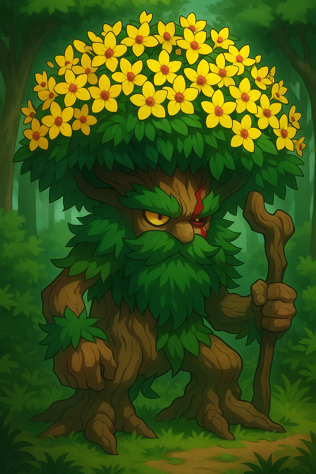 Brasiwood #094 — arte conceitual do monster tamer brasileiro Mythimon, criatura tipo Planta/Terra