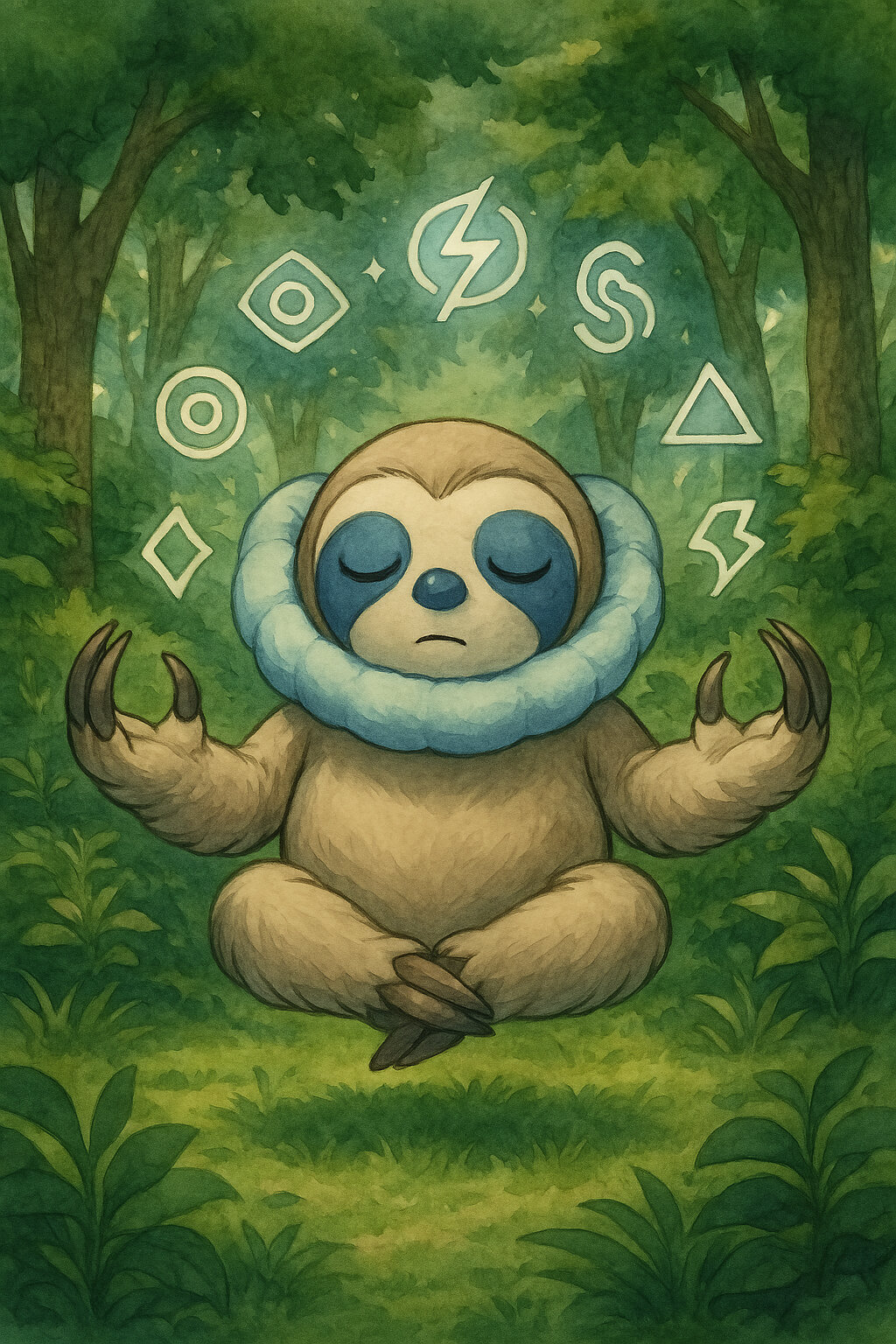 Psisloth #050 — arte conceitual do monster tamer brasileiro Mythimon, criatura tipo Psíquico/Normal