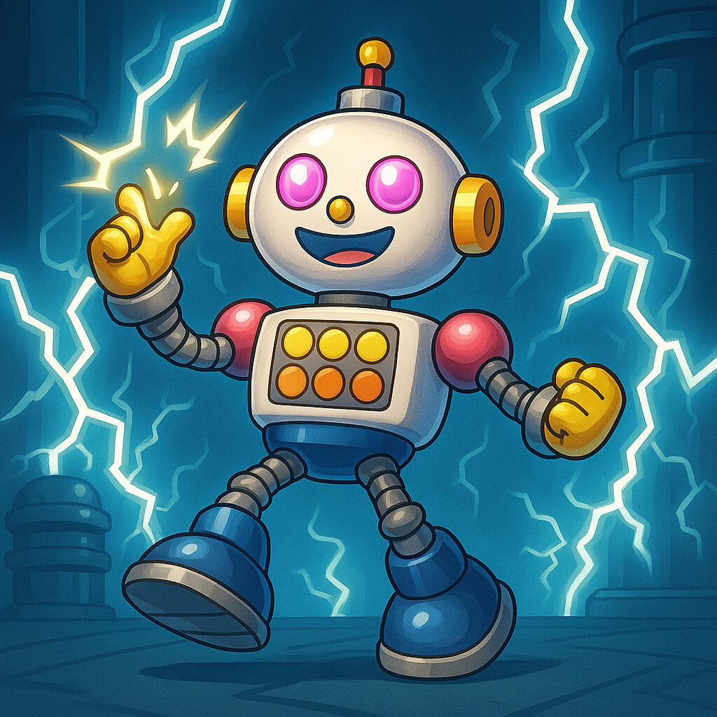 Tronic #297 — arte conceitual do monster tamer brasileiro Mythimon, criatura tipo Normal/Elétrico