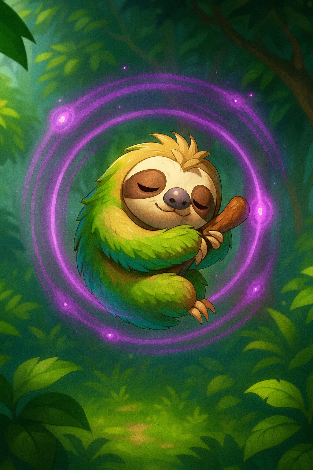 Slothmind #049 — arte conceitual do monster tamer brasileiro Mythimon, criatura tipo Normal