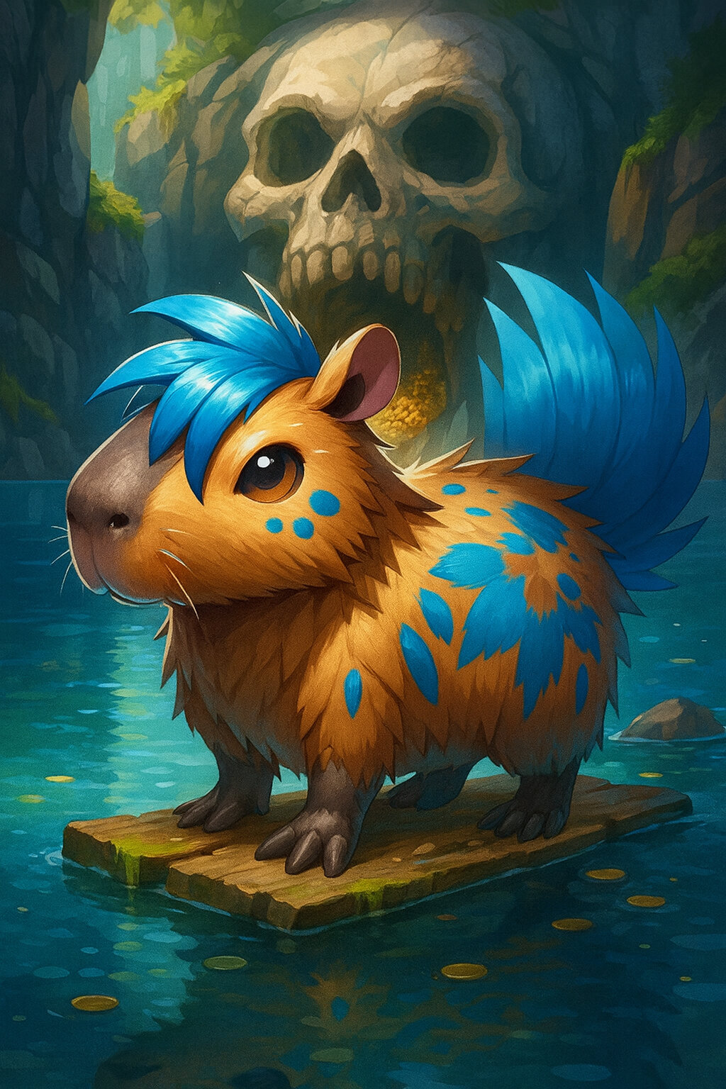 Capybaren #251 — arte conceitual do monster tamer brasileiro Mythimon, criatura tipo Água/Normal