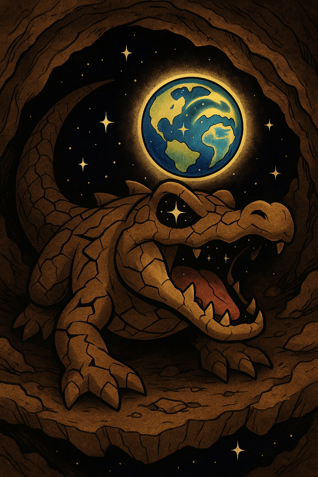 Terramandu #377 — arte conceitual do monster tamer brasileiro Mythimon, criatura tipo Água/Terra