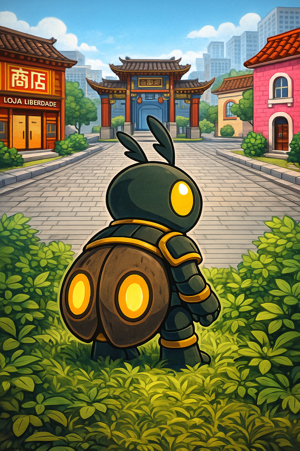 Pyrocujus #141 — arte conceitual do monster tamer brasileiro Mythimon, criatura tipo Inseto