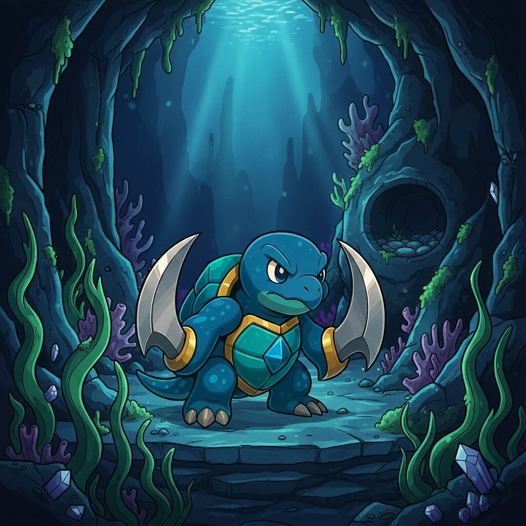 Cabespine #202 — arte conceitual do monster tamer brasileiro Mythimon, criatura tipo Água/Pedra