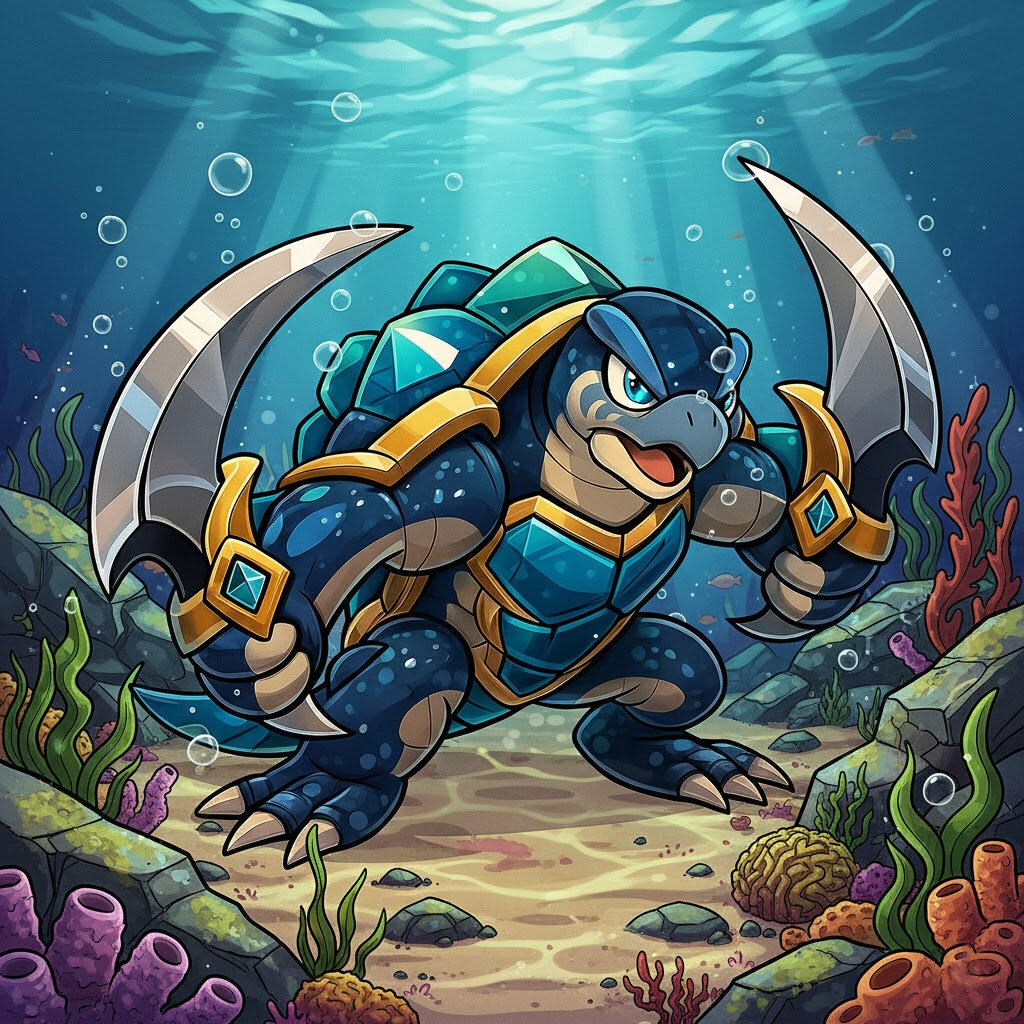 Cragtide #203 — arte conceitual do monster tamer brasileiro Mythimon, criatura tipo Água/Pedra