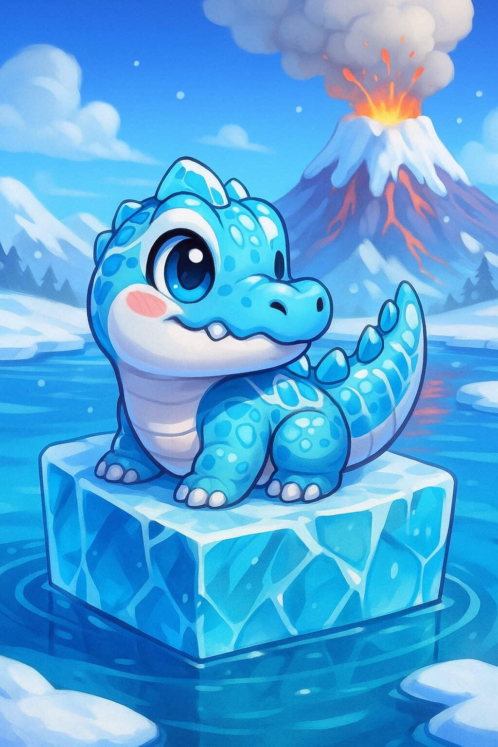 Glacare #223 — arte conceitual do monster tamer brasileiro Mythimon, criatura tipo Gelo/Água