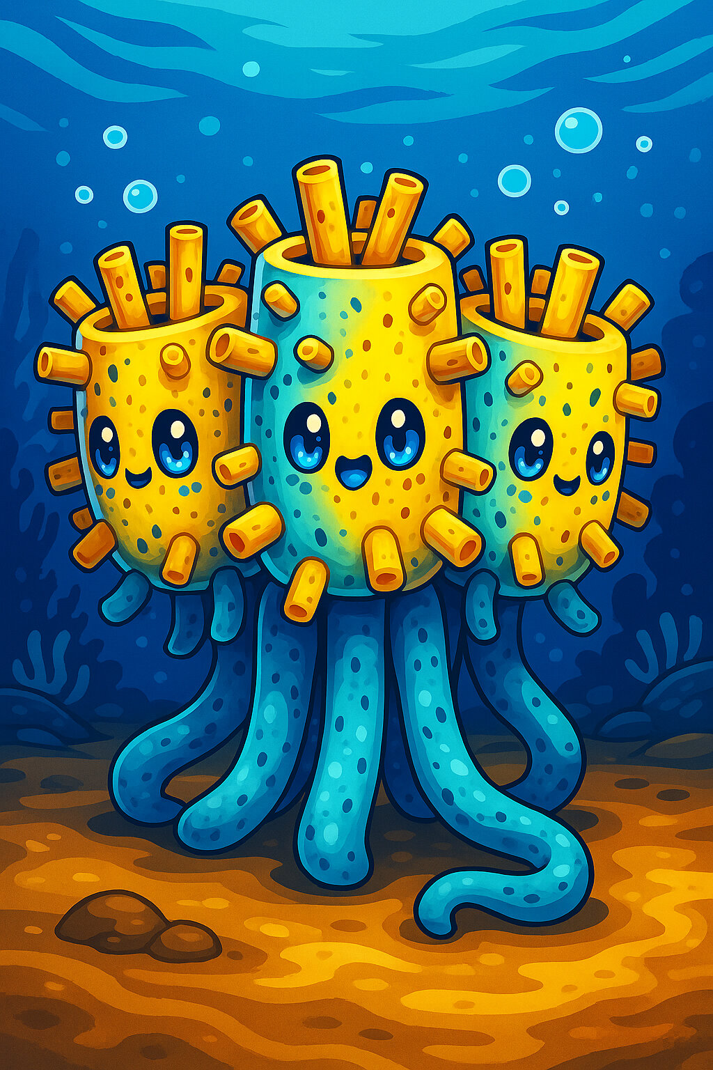 Trispongeon #343 — arte conceitual do monster tamer brasileiro Mythimon, criatura tipo Água/Pedra