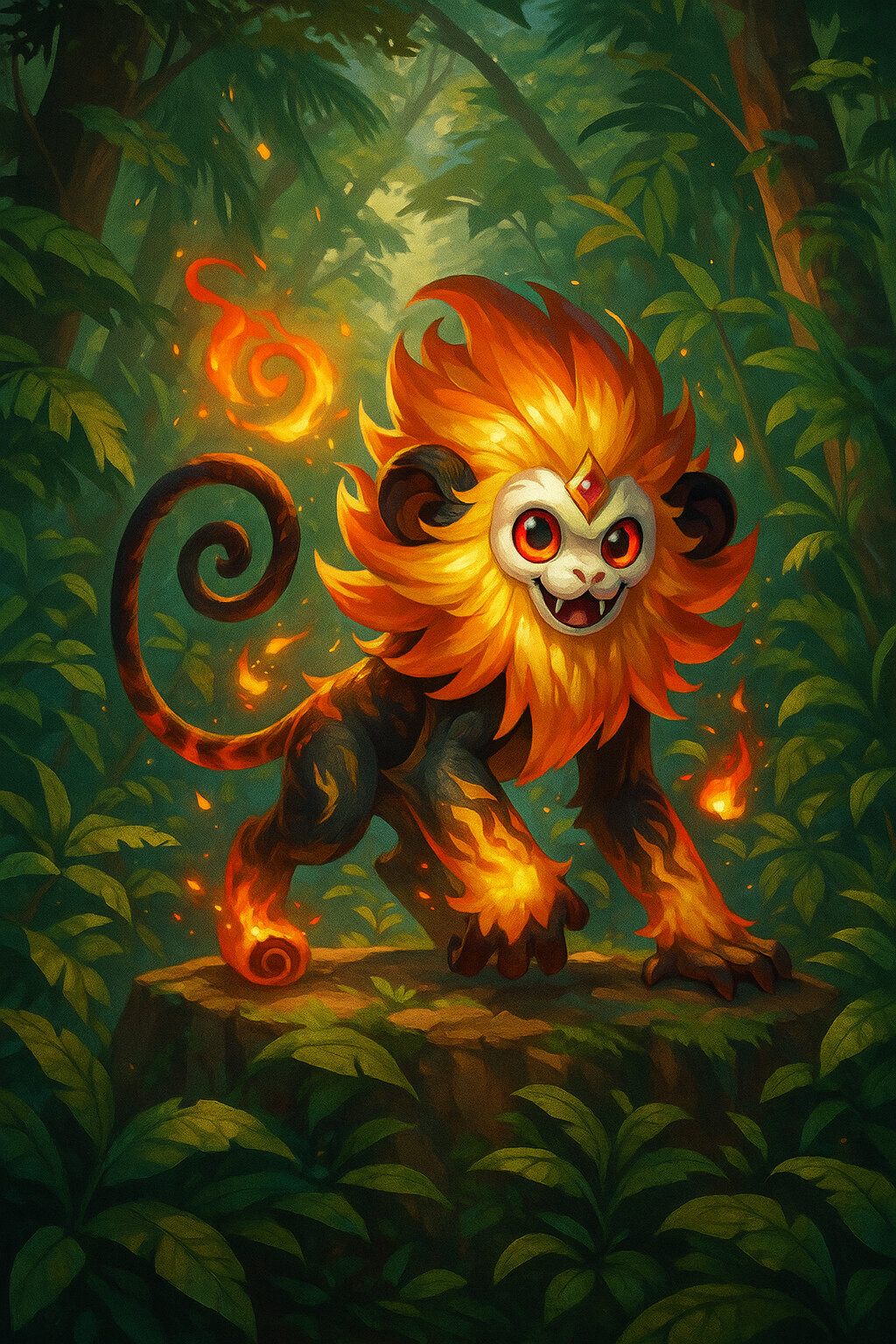 Pyromico #067 — arte conceitual do monster tamer brasileiro Mythimon, criatura tipo Fogo