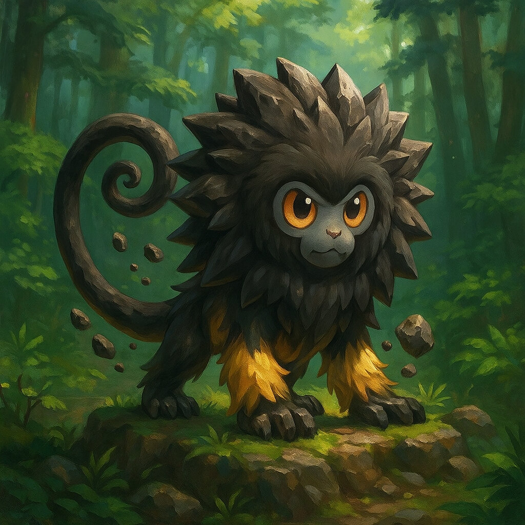 Stonemico #068 — arte conceitual do monster tamer brasileiro Mythimon, criatura tipo Pedra