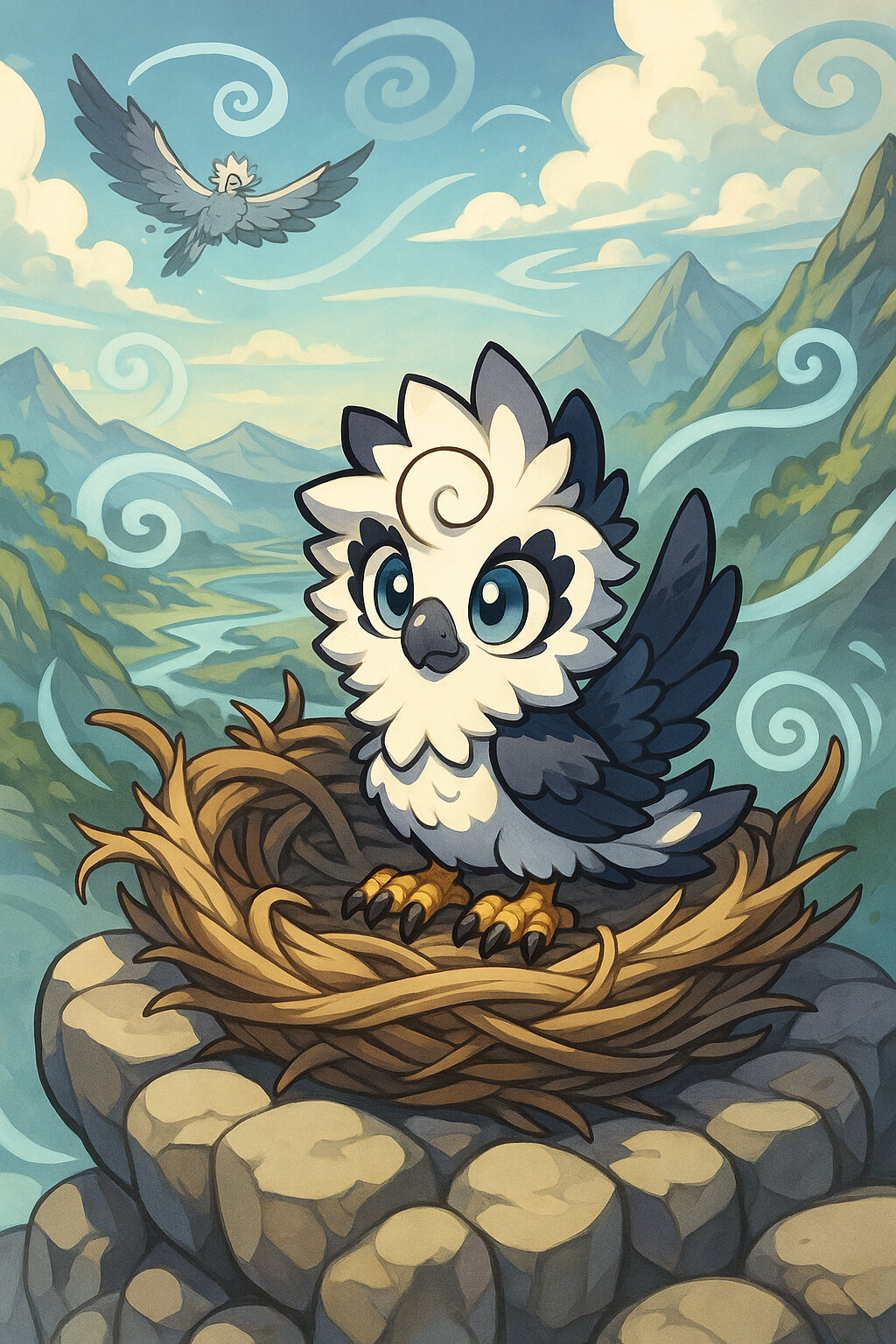 Gavbris #347 — arte conceitual do monster tamer brasileiro Mythimon, criatura tipo Normal/Voador