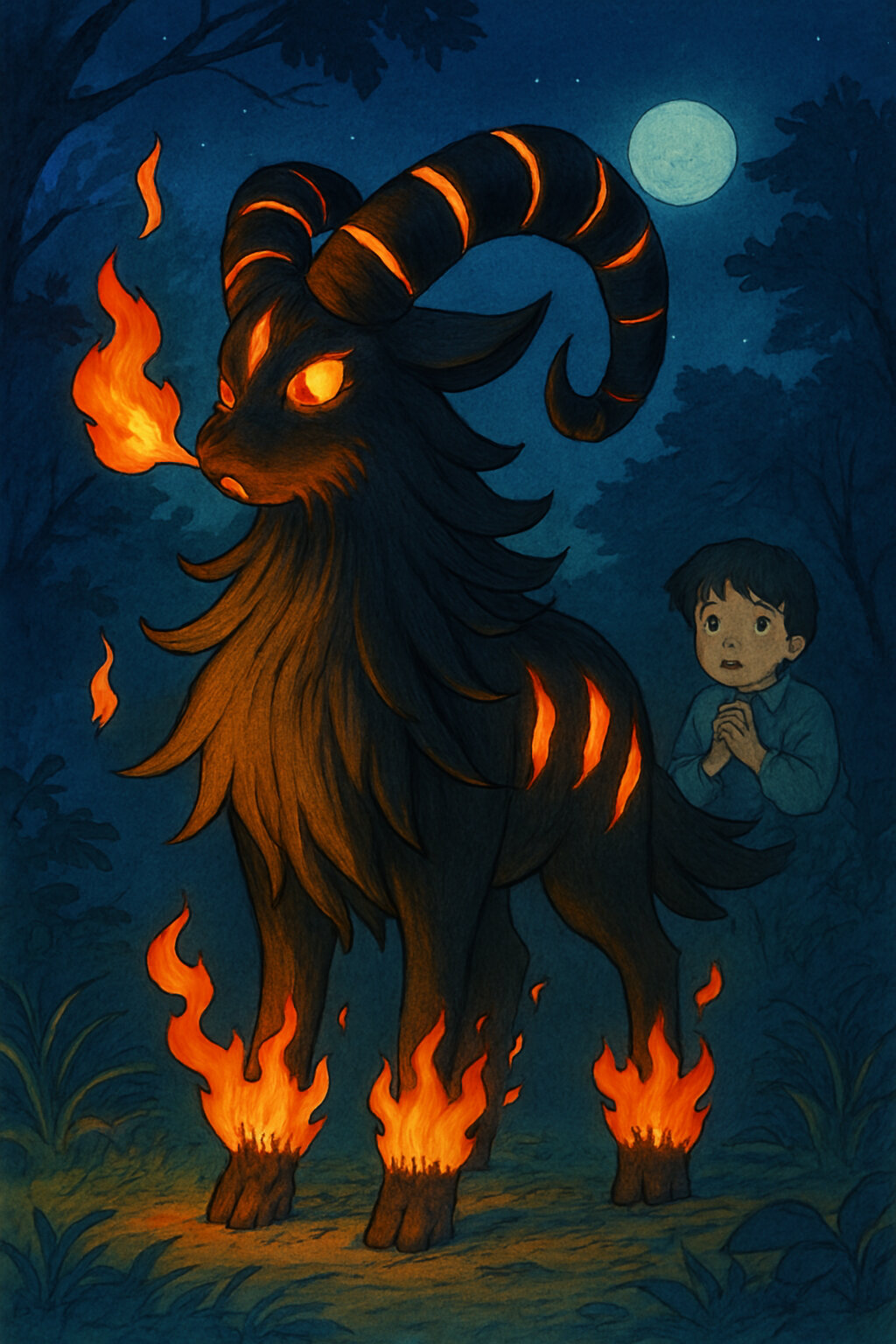 Kabrikabri #367 — arte conceitual do monster tamer brasileiro Mythimon, criatura tipo Fogo/Sombrio