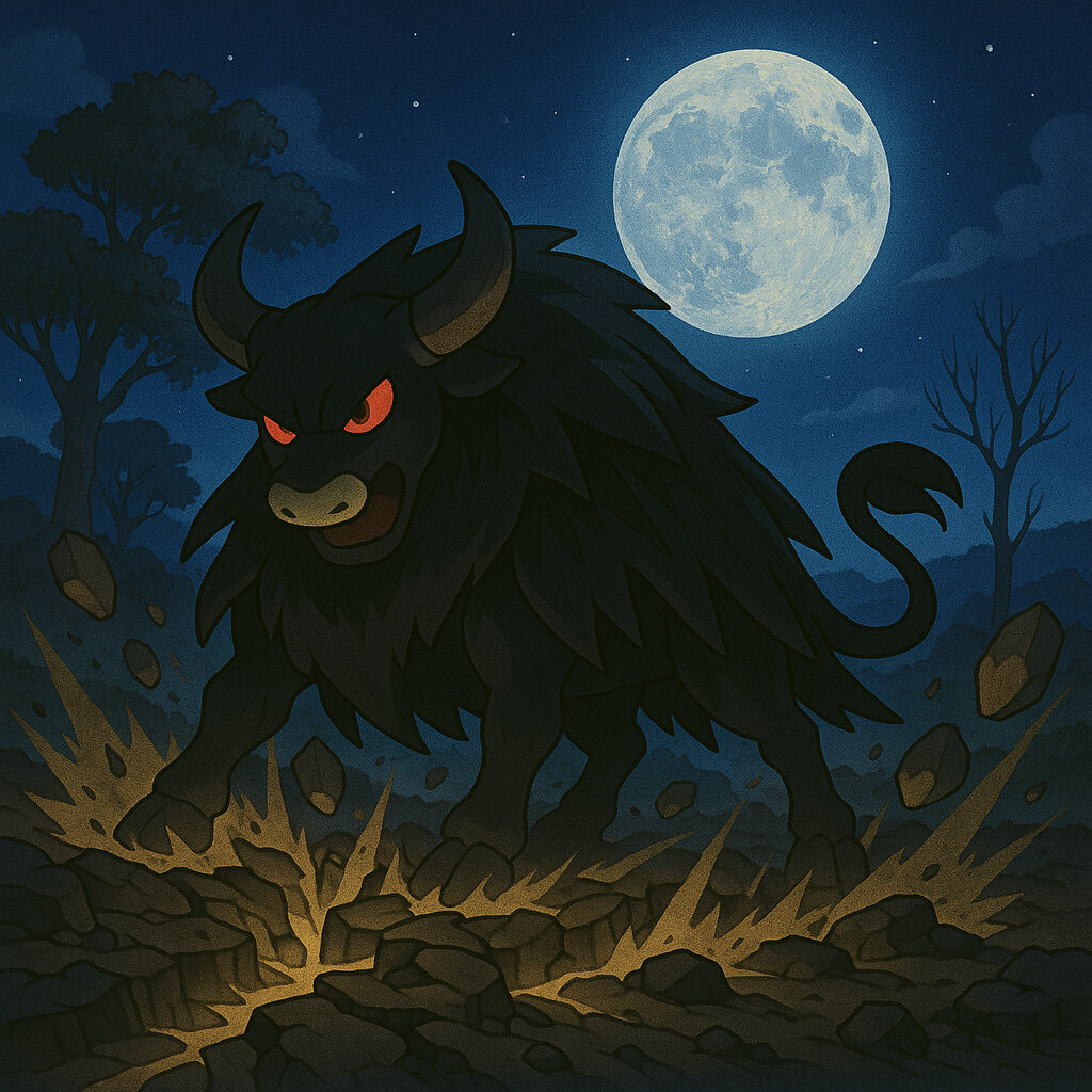 Caranegra #040 — arte conceitual do monster tamer brasileiro Mythimon, criatura tipo Normal/Sombrio