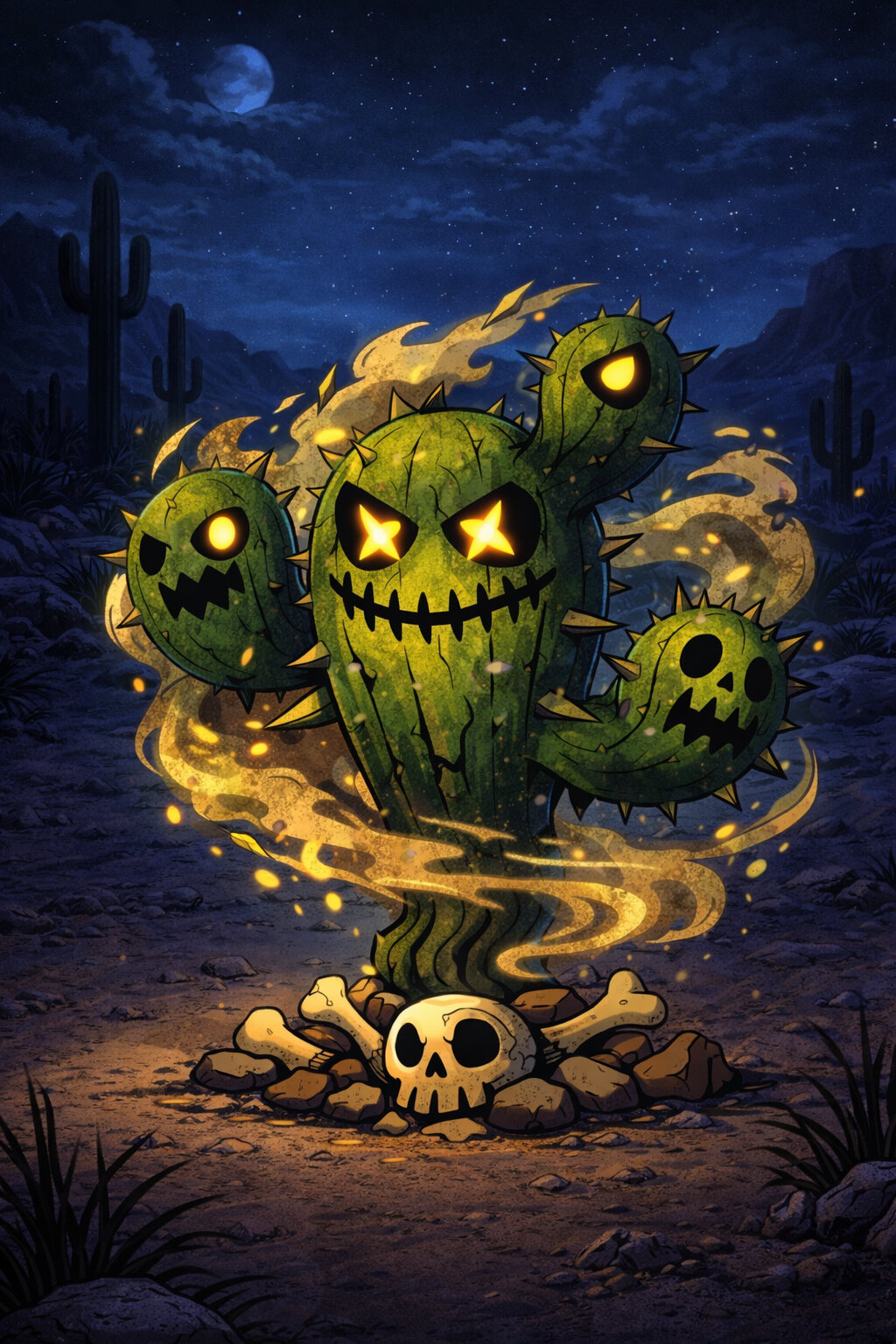 Cacghoul #200 — arte conceitual do monster tamer brasileiro Mythimon, criatura tipo Planta/Fantasma