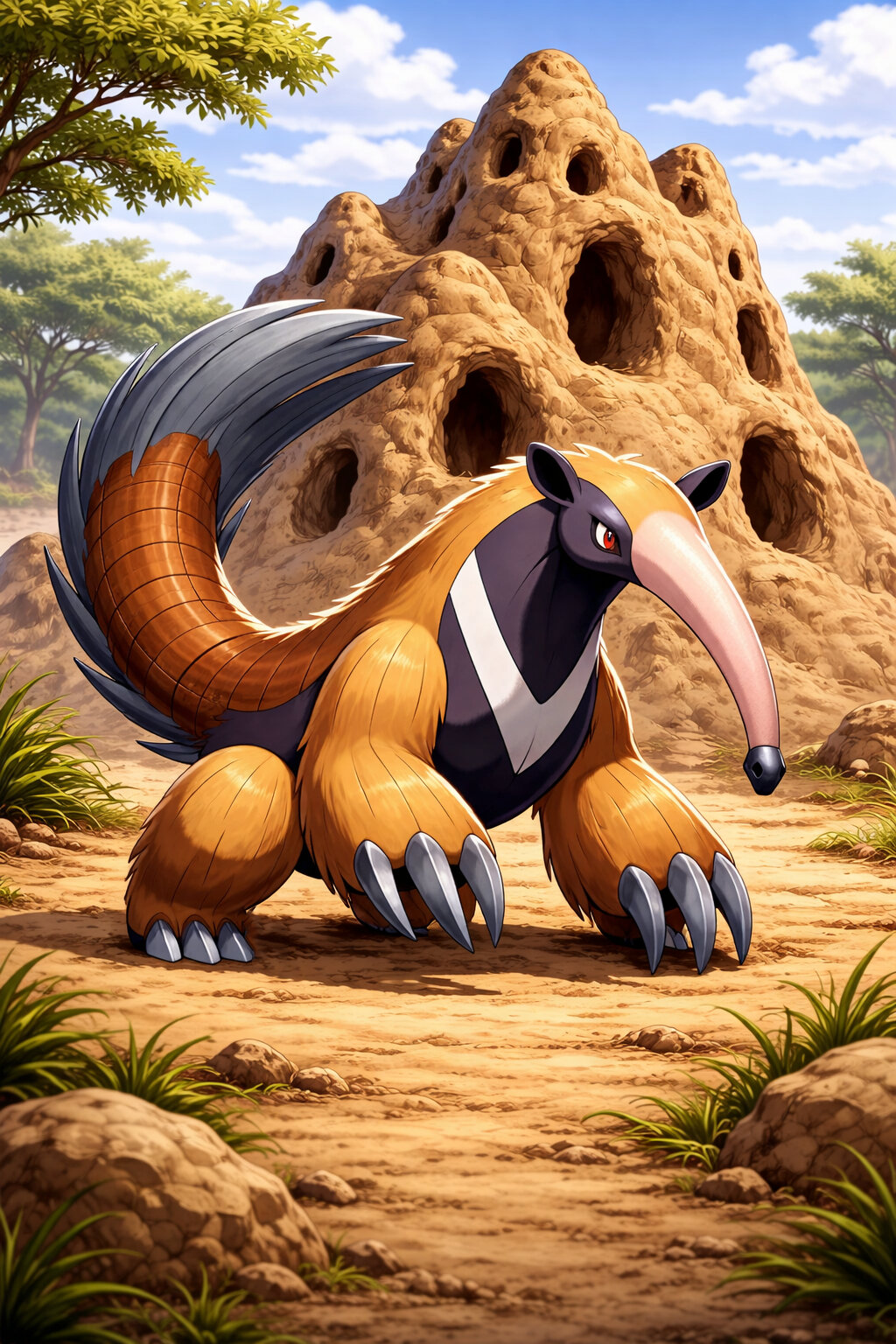 Tamanbandera #149 — arte conceitual do monster tamer brasileiro Mythimon, criatura tipo Terra/Lutador