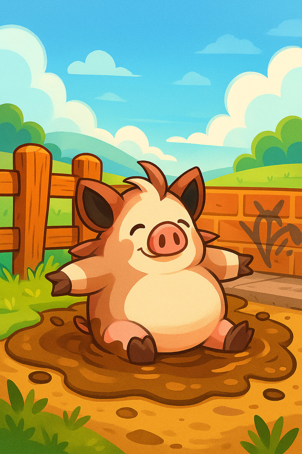 porkito #163 — arte conceitual do monster tamer brasileiro Mythimon, criatura tipo Normal/Terra