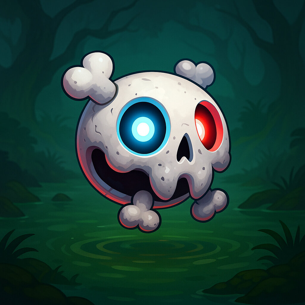 Dryskull #174 — arte conceitual do monster tamer brasileiro Mythimon, criatura tipo Normal