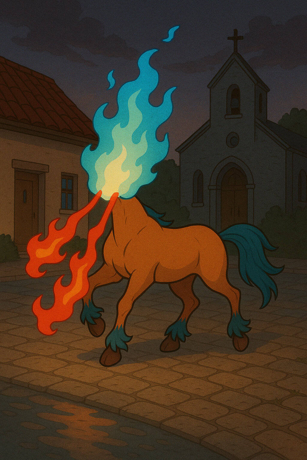 Headlemula #076 — arte conceitual do monster tamer brasileiro Mythimon, criatura tipo Fogo/Fantasma