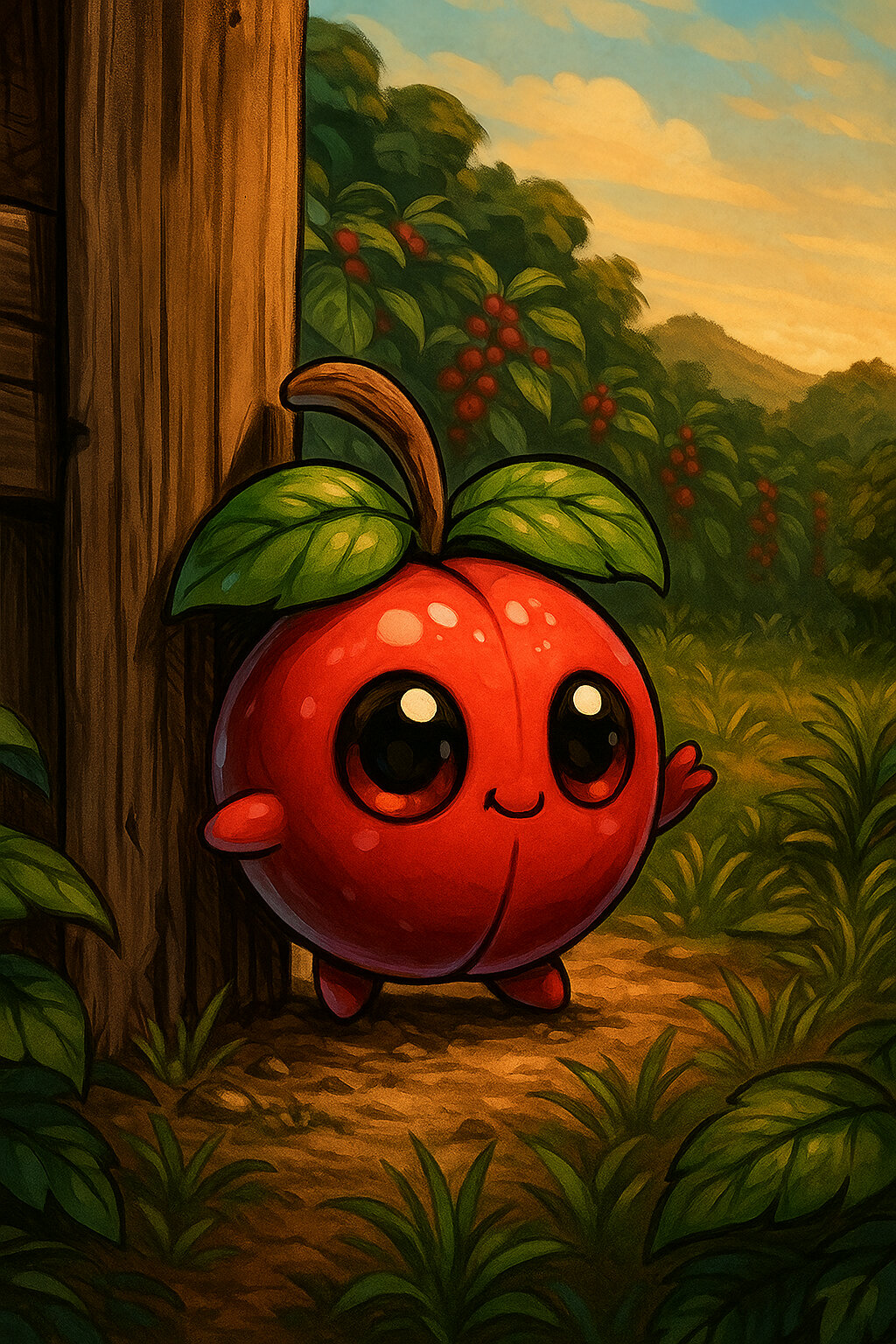 Cafruit #196 — arte conceitual do monster tamer brasileiro Mythimon, criatura tipo Planta/Fogo