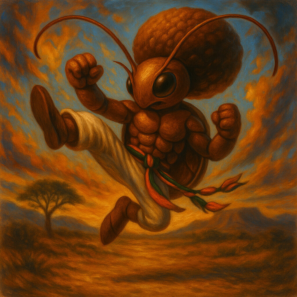 Besoranga #156 - imagem do Mythimon, criatura tipo Inseto/Lutador do monster tamer brasileiro inspirado no folclore do Brasil