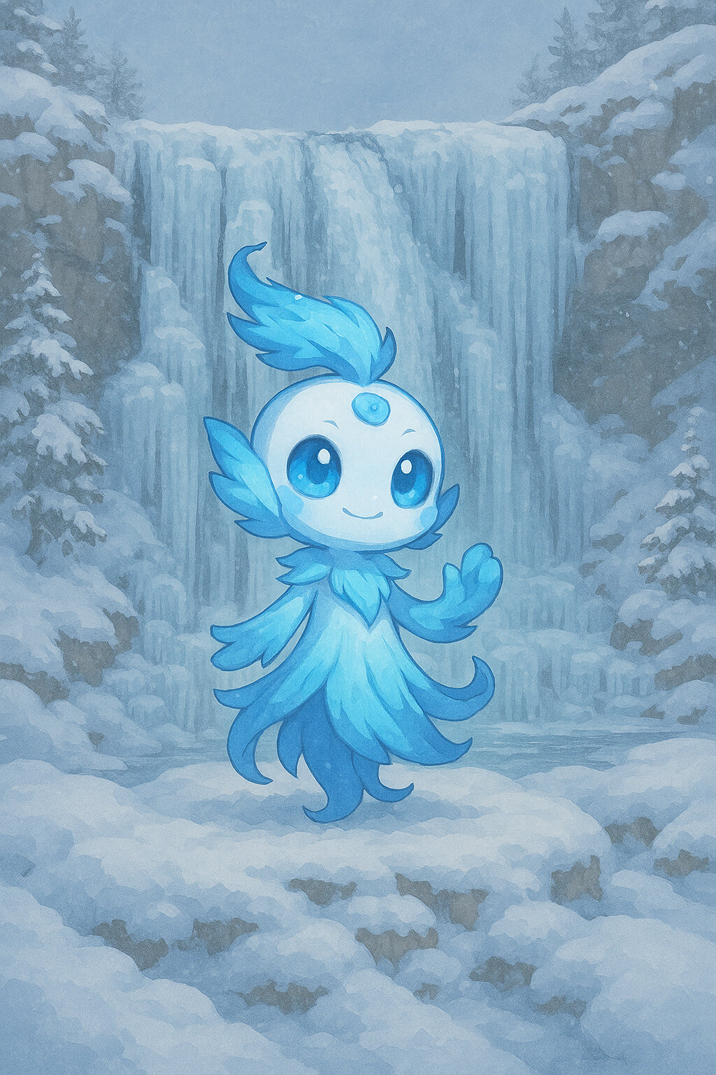 Ventana #331 — arte conceitual do monster tamer brasileiro Mythimon, criatura tipo Fantasma/Gelo