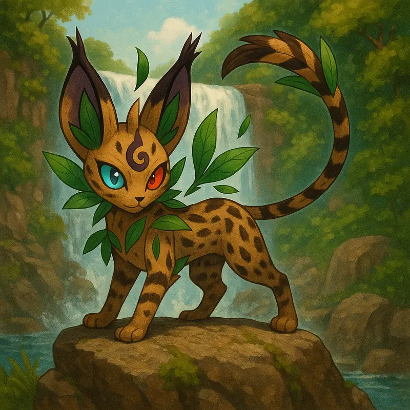 Felimato #073 — arte conceitual do monster tamer brasileiro Mythimon, criatura tipo Normal/Planta