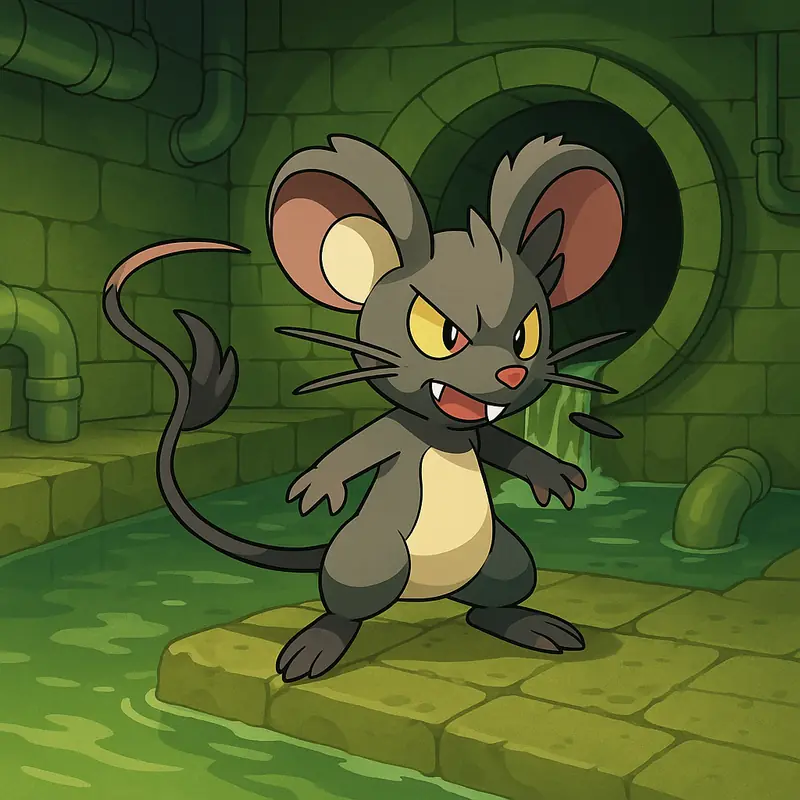 Rattache #285 — arte conceitual do monster tamer brasileiro Mythimon, criatura tipo Normal/Sombrio