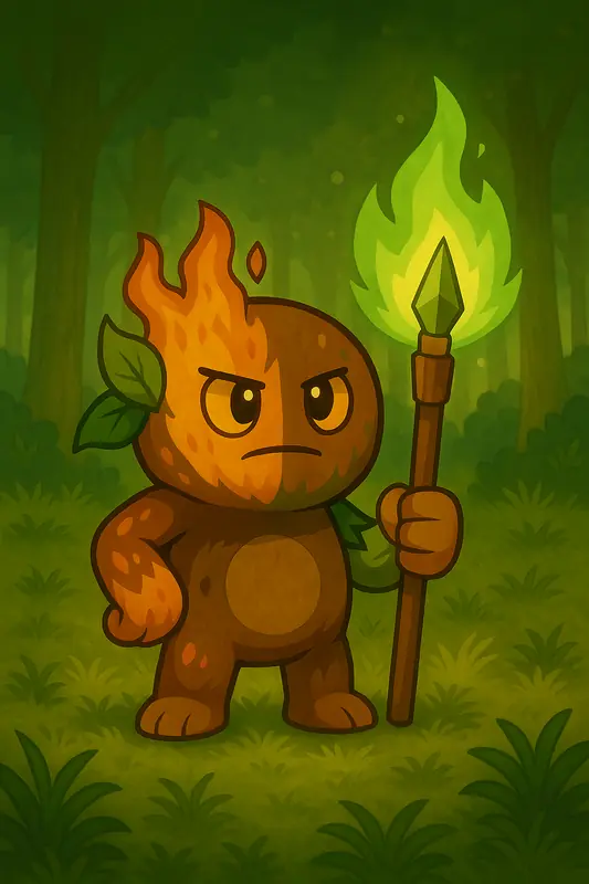 Forestotem #243 — arte conceitual do monster tamer brasileiro Mythimon, criatura tipo Normal/Planta