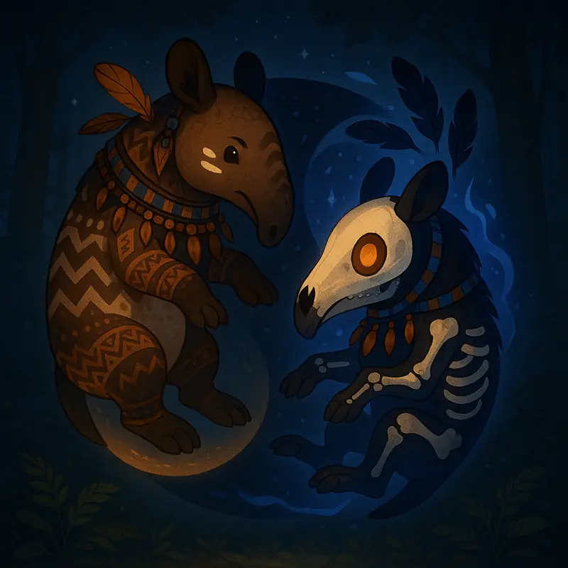 Antribe #124 — arte conceitual do monster tamer brasileiro Mythimon, criatura tipo Terra/Sombrio