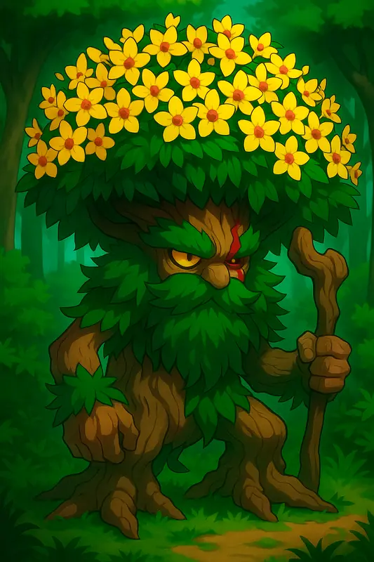 Brasiwood #095 — arte conceitual do monster tamer brasileiro Mythimon, criatura tipo Planta/Terra