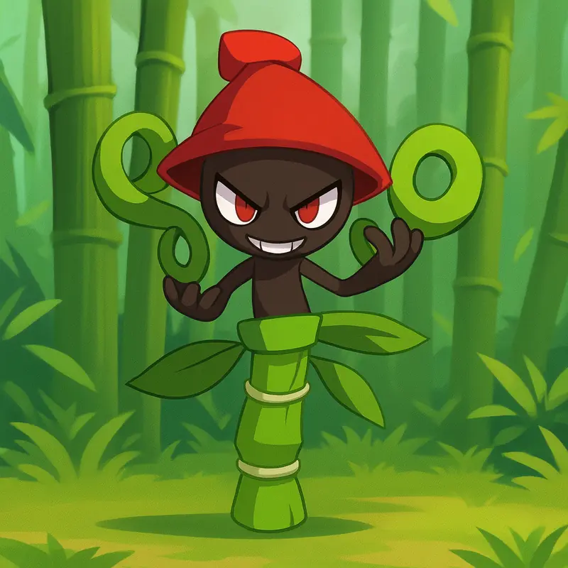 Triquesaci #102 — arte conceitual do monster tamer brasileiro Mythimon, criatura tipo Sombrio/Planta