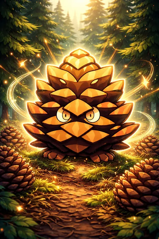 Pineconeon #282 — arte conceitual do monster tamer brasileiro Mythimon, criatura tipo Planta/Terra