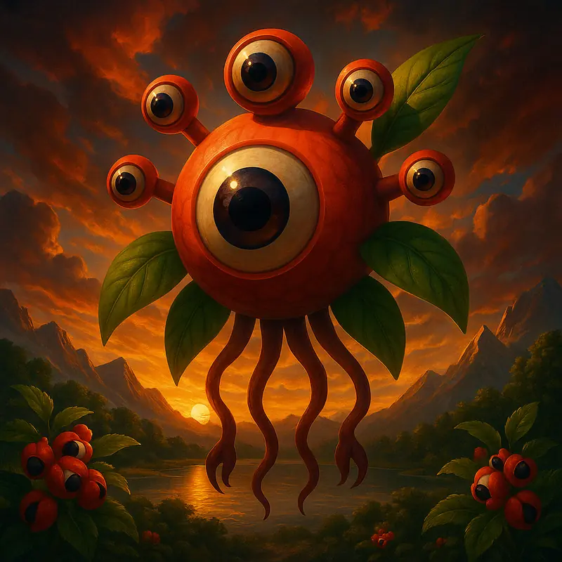 Obserguaran #084 — arte conceitual do monster tamer brasileiro Mythimon, criatura tipo Planta/Psíquico