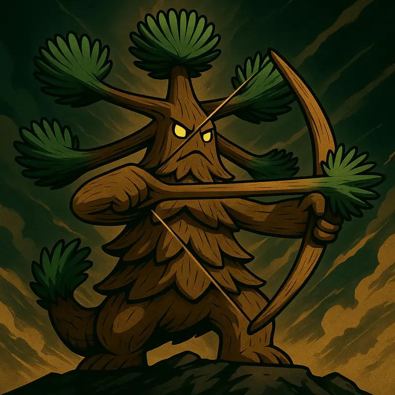 Araucarion #283 — arte conceitual do monster tamer brasileiro Mythimon, criatura tipo Planta/Pedra