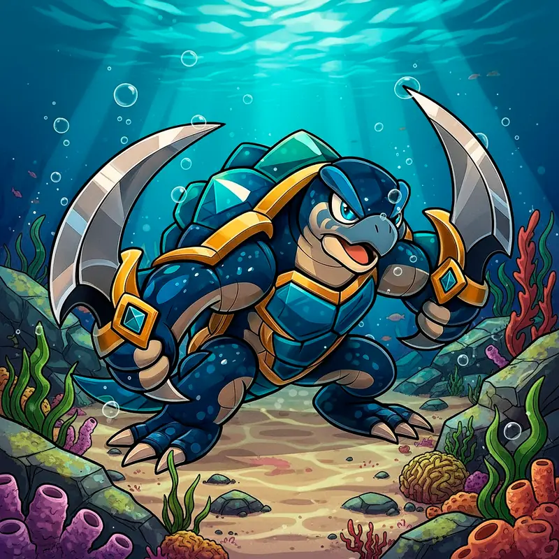Cragtide #211 — arte conceitual do monster tamer brasileiro Mythimon, criatura tipo Água/Pedra