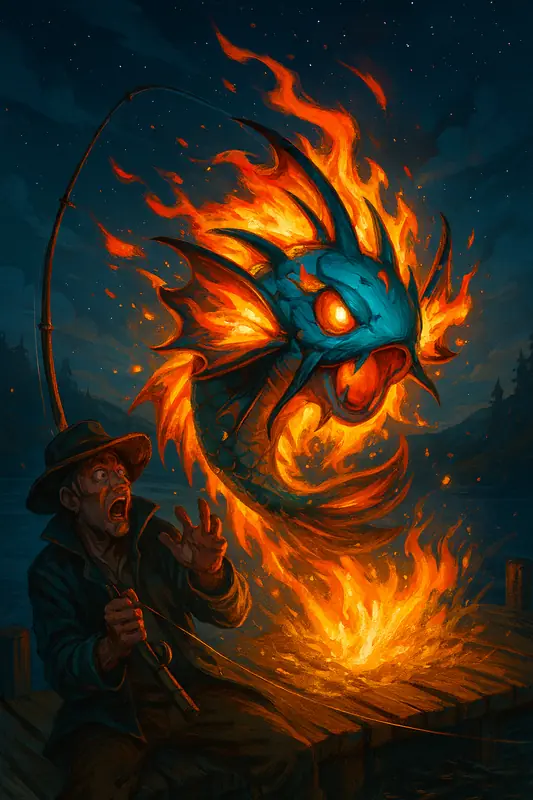 Ignáquatico #295 — arte conceitual do monster tamer brasileiro Mythimon, criatura tipo Água/Fogo