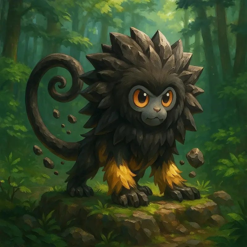 Stonemico #068 — arte conceitual do monster tamer brasileiro Mythimon, criatura tipo Pedra