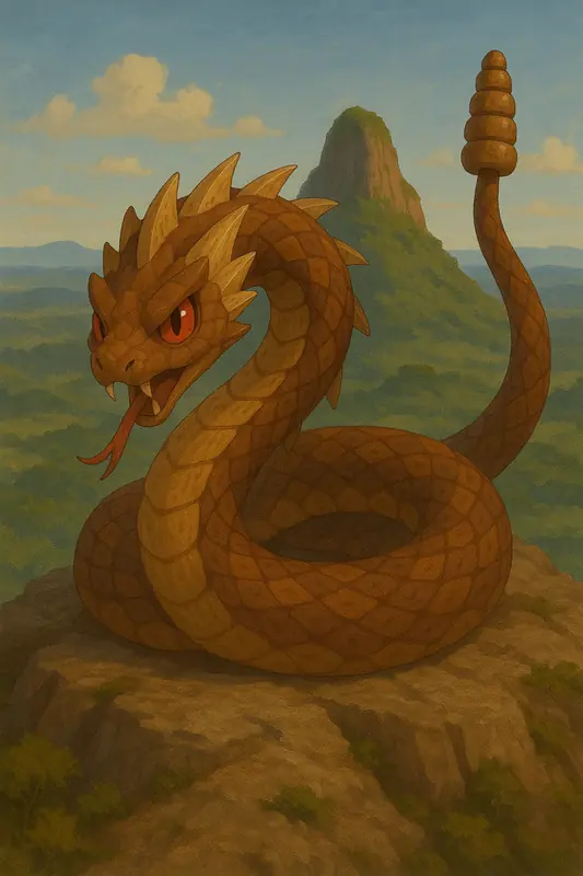Cascavenom #106 — arte conceitual do monster tamer brasileiro Mythimon, criatura tipo Veneno/Sombrio