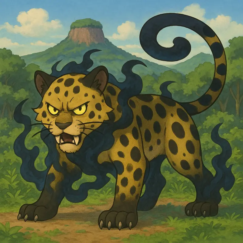 Yaguareon #199 — arte conceitual do monster tamer brasileiro Mythimon, criatura tipo Sombrio/Fantasma