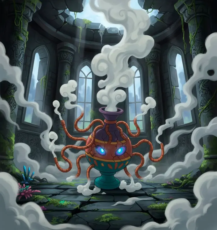 Fumaze #291 — arte conceitual do monster tamer brasileiro Mythimon, criatura tipo Fantasma/Psíquico