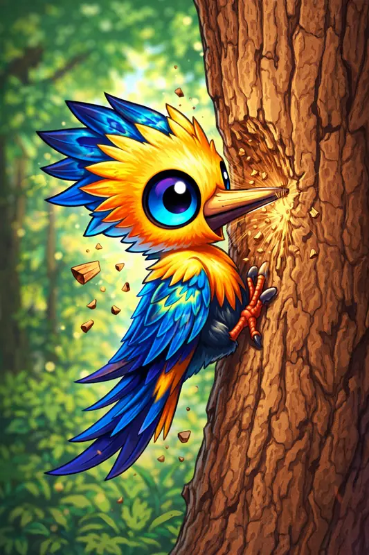 Pickypow #263 — arte conceitual do monster tamer brasileiro Mythimon, criatura tipo Voador/Elétrico