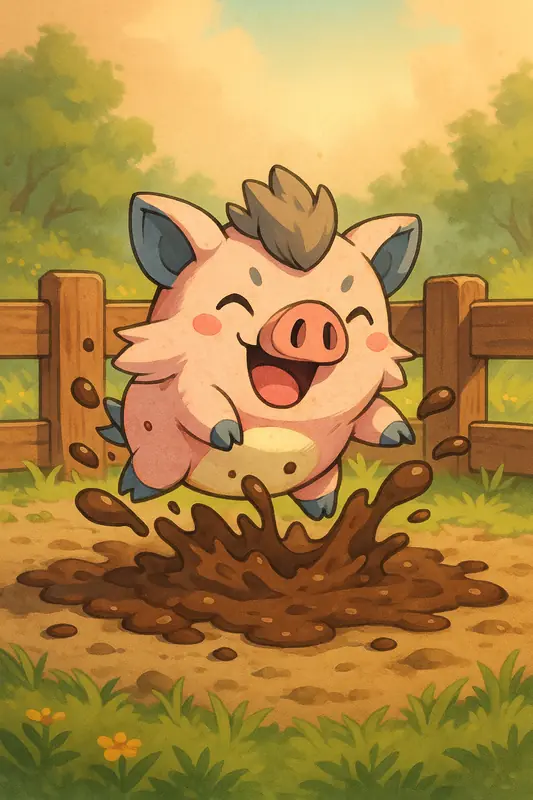 porkling #165 — arte conceitual do monster tamer brasileiro Mythimon, criatura tipo Normal/Terra
