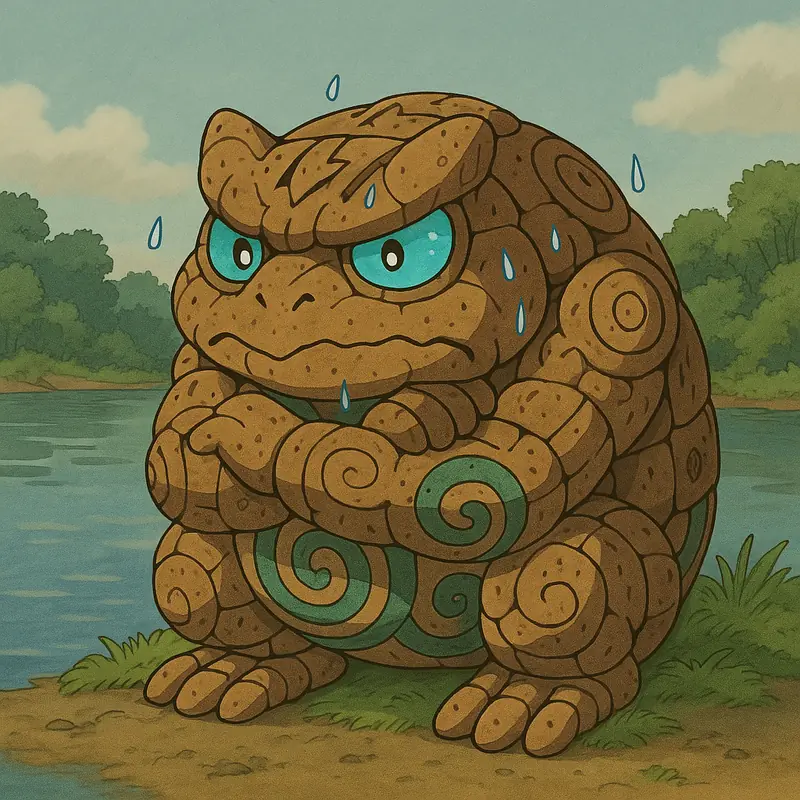 Curuhan #116 — arte conceitual do monster tamer brasileiro Mythimon, criatura tipo Pedra/Água
